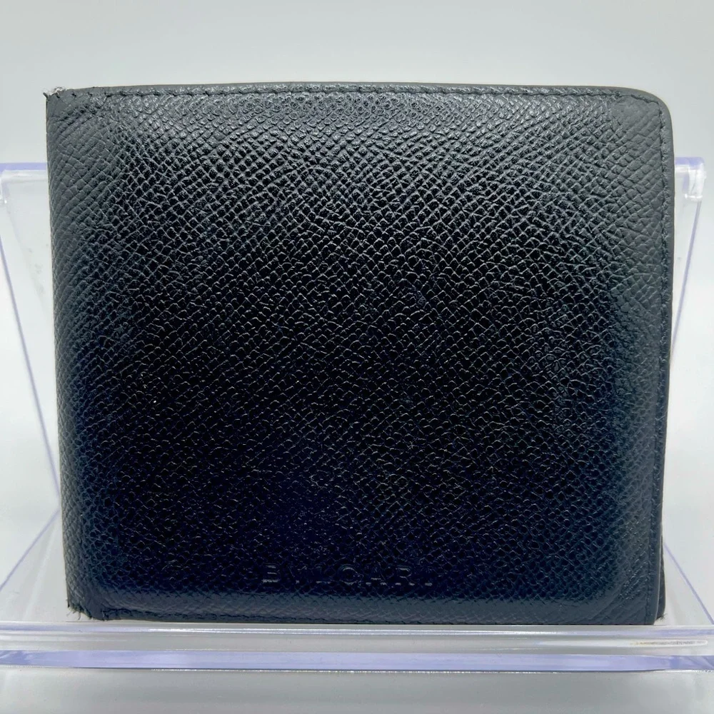 Bvlgari - authentic - black leather Men’s / unisex bi-fold wallet - GUC